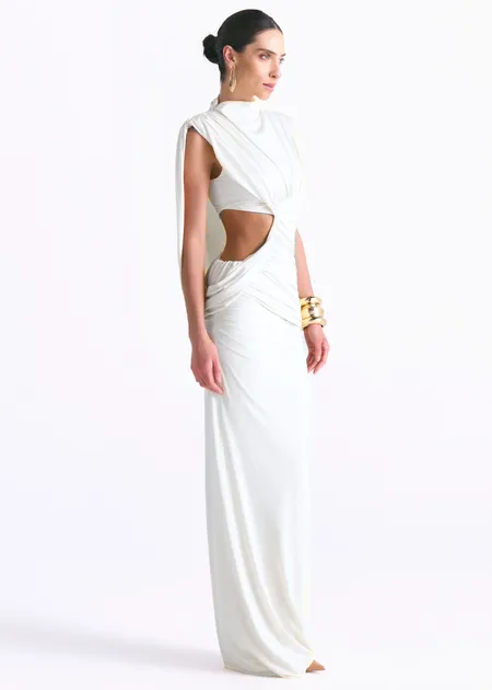Saia Longa com Franzidos Lilo Off White Saia Longa com Franzidos Lilo Off White
